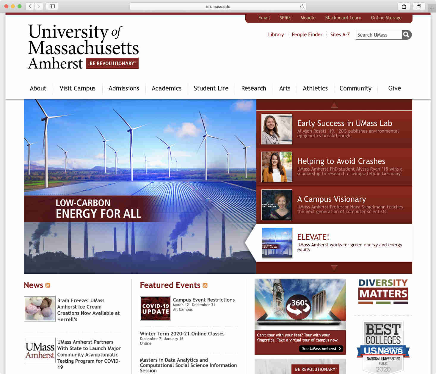 UMass home page